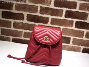 Gucci AAA Replica GG Marmont Matelasse Backpack Red 528129